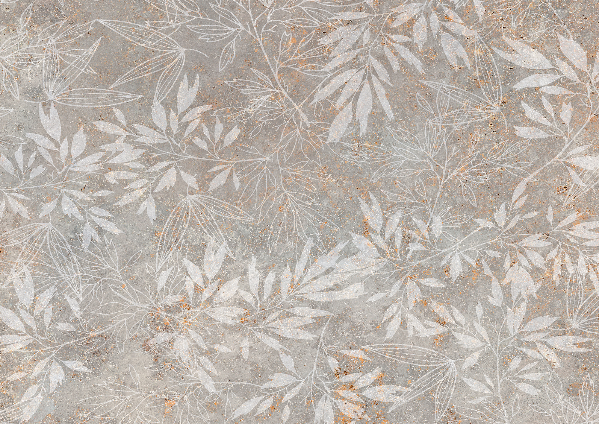 Print oof plants over beige ceramic