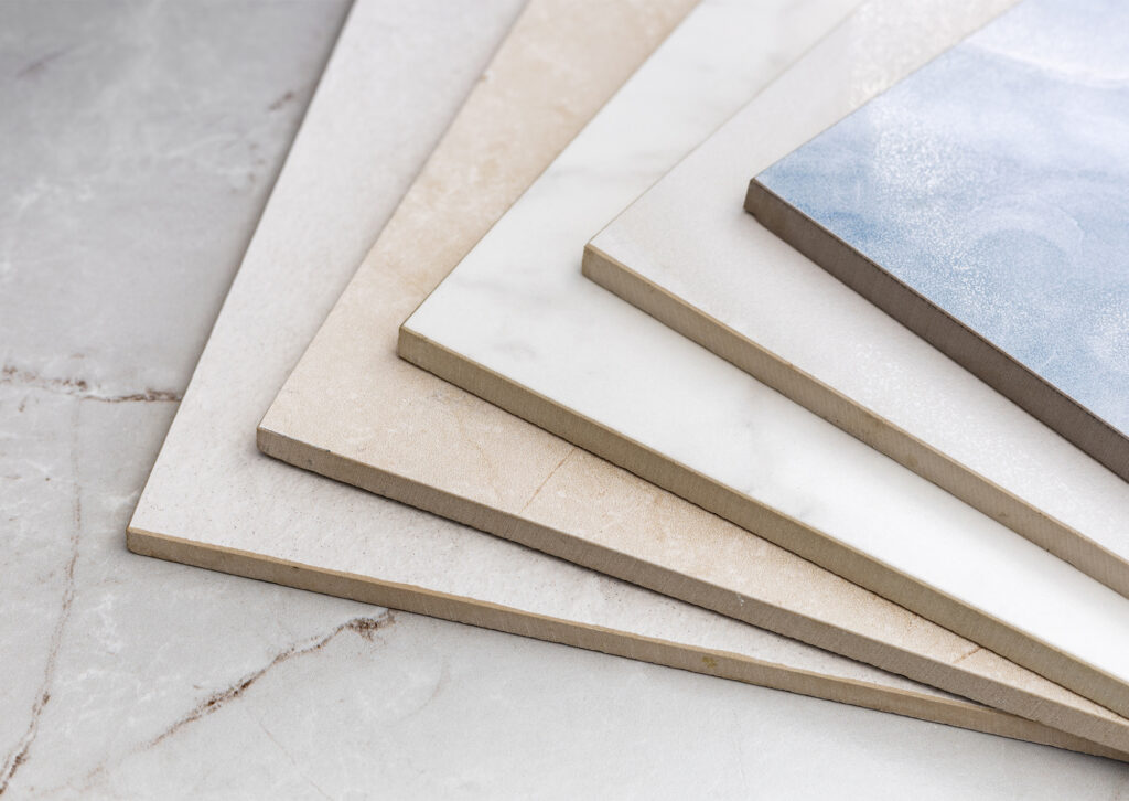 Stacked ceramic tiles